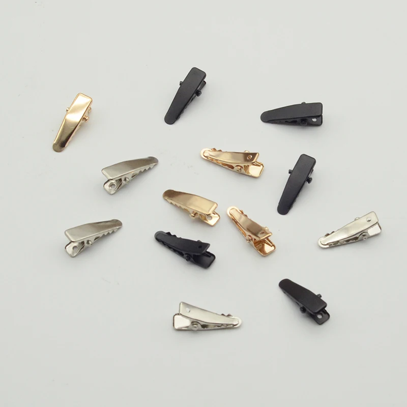 100PCS 2.5cm Silver Black Golden Plain Metal Alligator Clips Hairpins with hole for DIY Pet Hair Accessories Kids hair bows fila skipper metal kids 3rm01737d 400