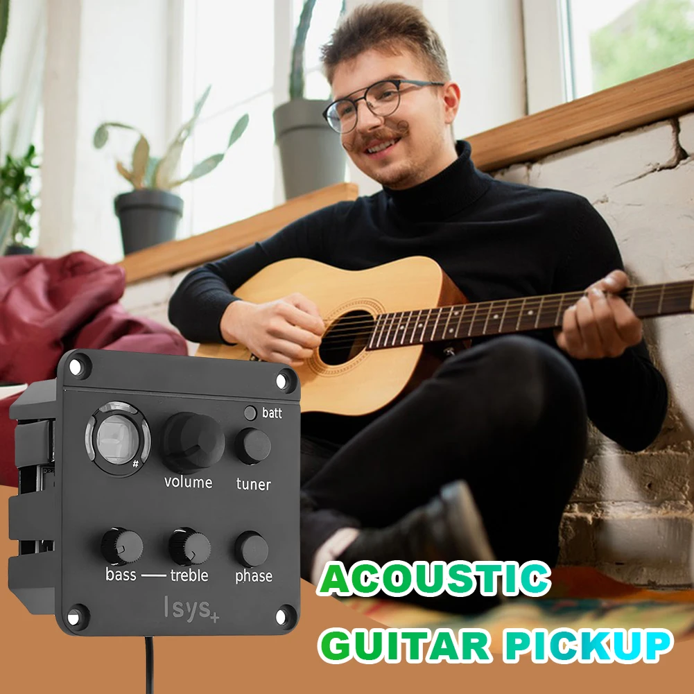 Piezo Pickup Onboard Preamp System Classic Acoustic Guitar EQ Tuner Piezo Pickup Mic Blend Preamp for Fishman ISYS+ Accessories