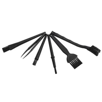 A21R-6 In 1 Plastic Small Portable Handle Nylon Anti Static Brushes Cleaning Keyboard Brush Kit, Black (Zip Bag ) 2