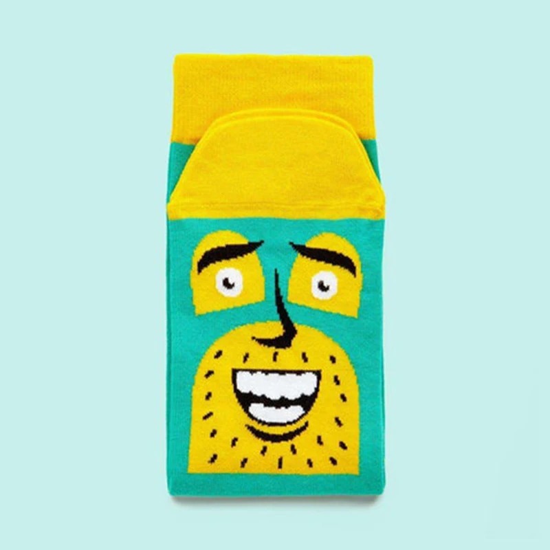 Creative Cartoon Funny Bearded Man Crew Socks Unisex Men Women Cotton Fashion Street Stockings Casual Couple Long Socks Gifts