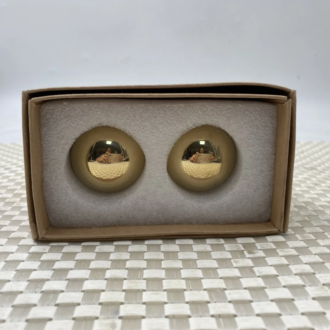 Relaxation Therapy A pair of yellow Pure copper Fitness tools Health Meditation Balls Hand finger Exercise Stress Relief Balls 5