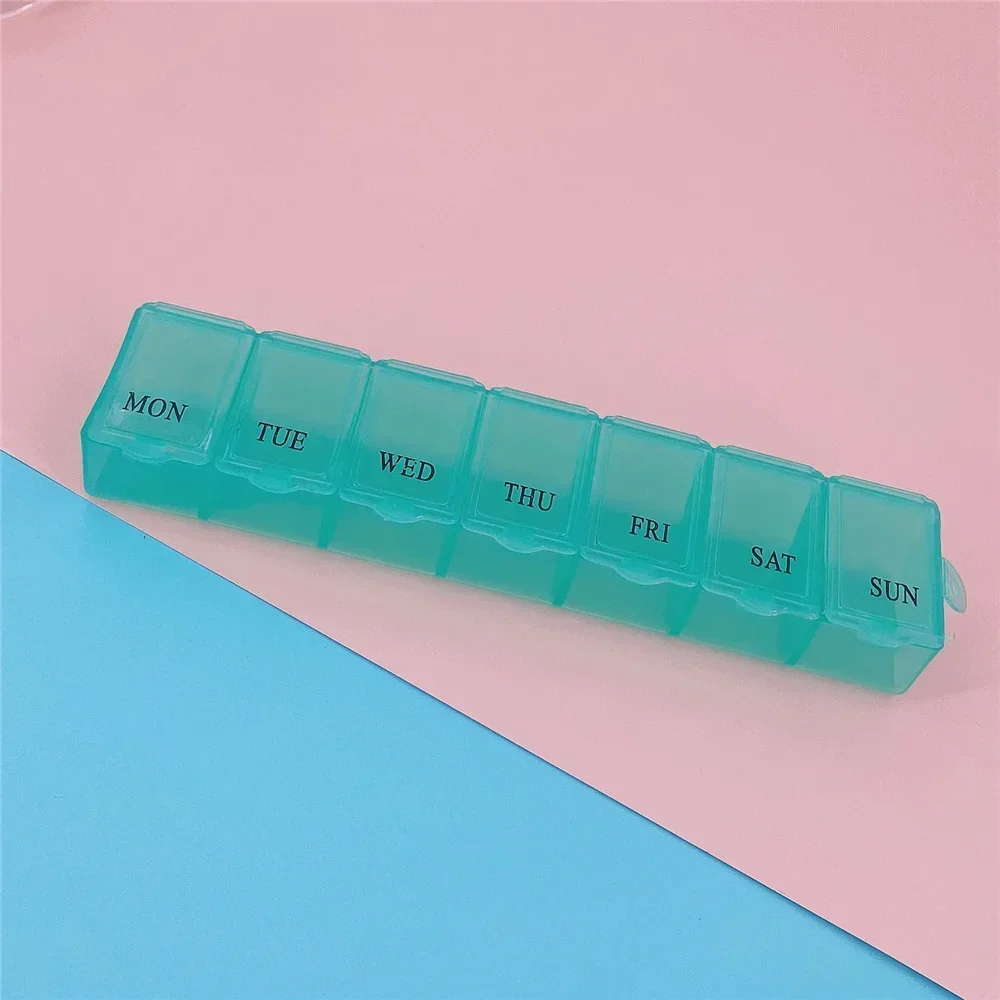Compact 7-Day Travel Pill Organizer with Storage for Medications and Supplements