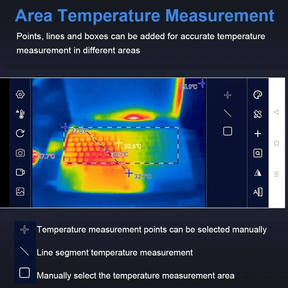 TOOLTOP T7 256x192 Android Type-C Thermal Imager, 25Hz Mobile Thermal Imaging Camera for Solar Panel & Power Device Fault Detection 5