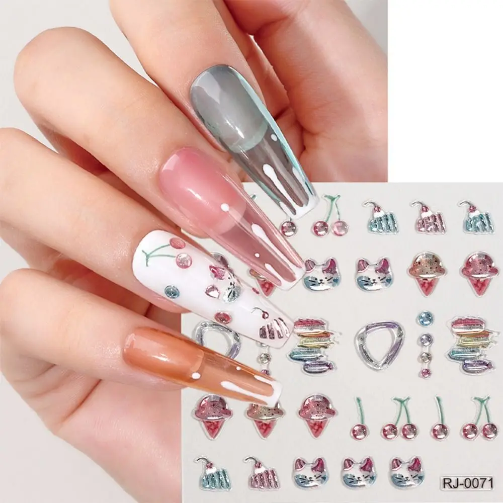 

Jelly Embossed Self Adhesive Nail Art Sticker Lovely Manicure Decal