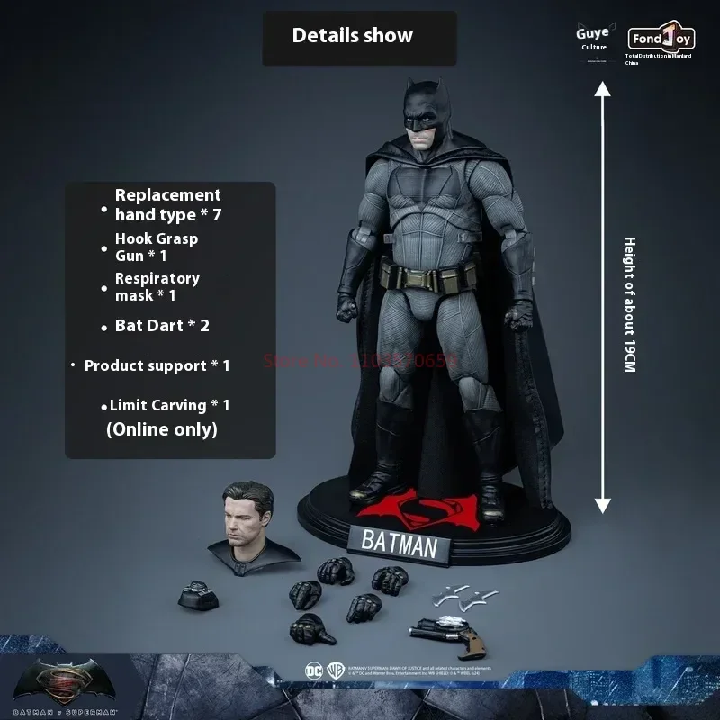 

Original Fondjoy Dc Batman Anime Figure 1/9 7 Inch Movie Figurine Bvs Big Ben Batman Multiverse Light Armor Statue Model Toys