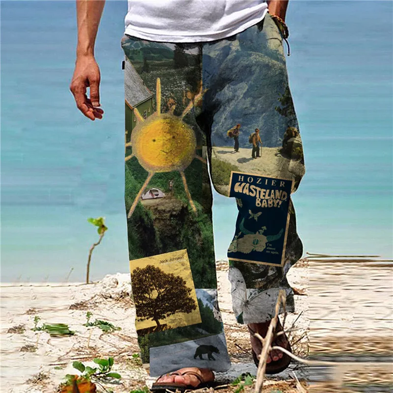 Men's And Women's Pants Summer pants Beach Pants Stretch Waist 3D Printed Color Block Geometric Pattern Graphic print Comfortabl 5