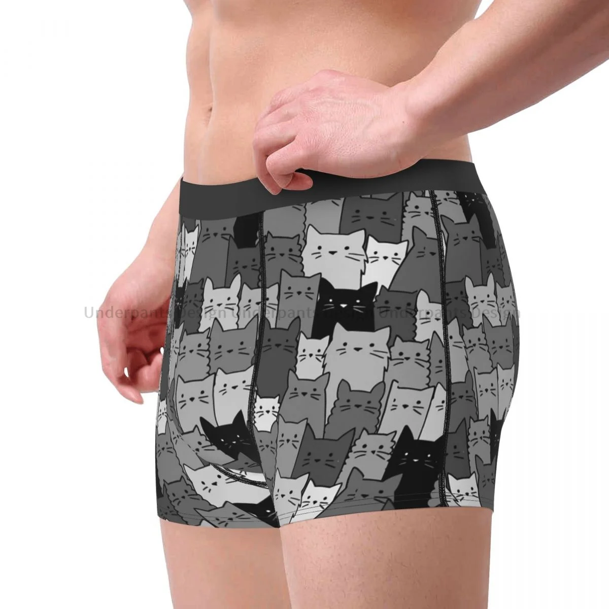 Silent Cats Monochromatic Underpants Breathbale Panties Men's