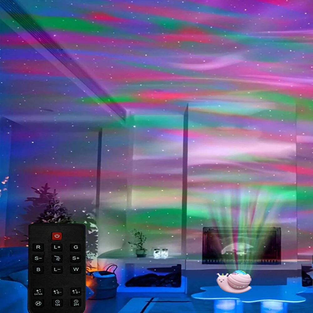 리모컨 LED 달팽이 프로젝터 야간 조명 회전 램프, 침실 오로라 별이 빛나는 하늘 조명, 분위기 장식 램프, 선물 조명