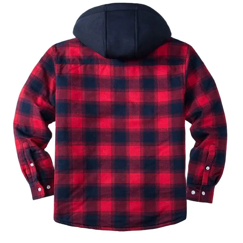 Winter Mens Heavyweight Jacket Flannel Plaid Casual Detachable Hood Quilted Lined Shirts Coats Hiking Jackets hiking jackets waterproof hiking jackets waterproof jacket leather jacket waterproof coats mens winter sweatercoat