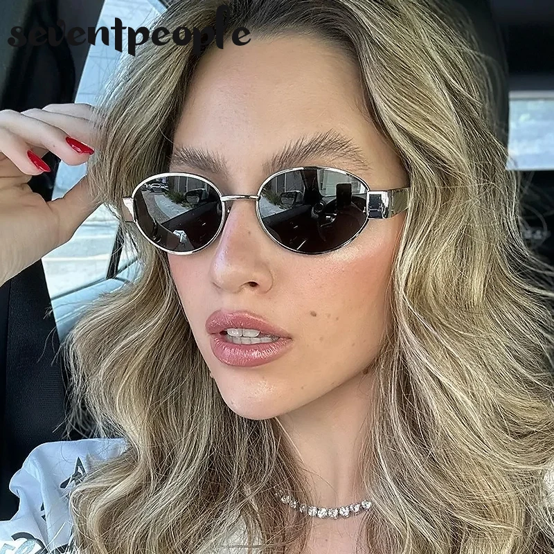 Rainbow Sunglasses 2021 Rimless Oval Sunglasses For Women Gradient