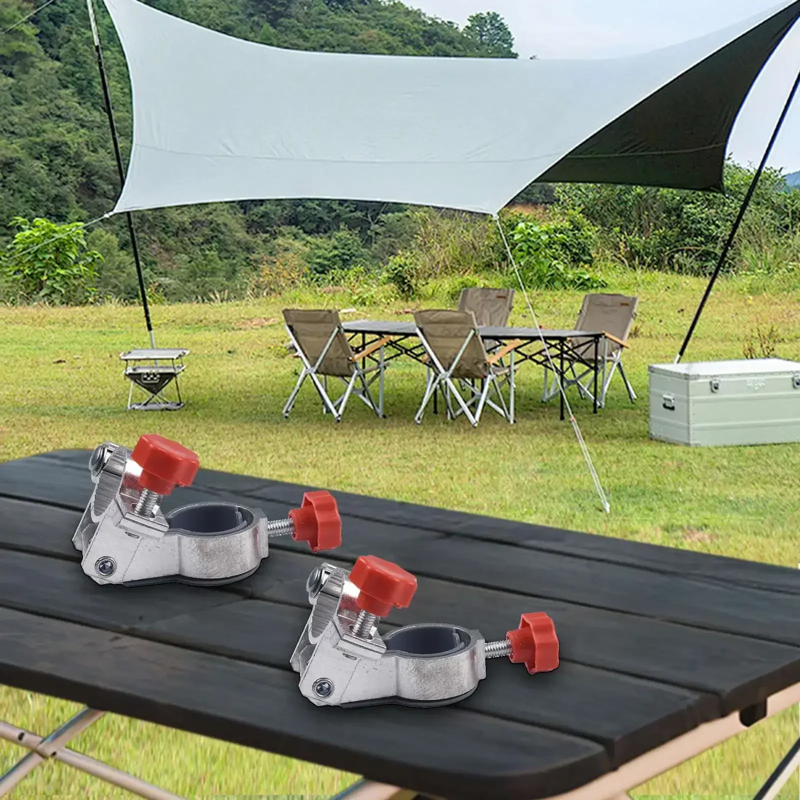 2Pcs Fixed Clip Brackets Clip On Mount 25mm For Outdoor Garden Chair Parasol Patio Balcony Deck Umbrella Holder