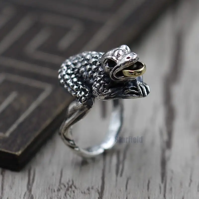 

Sterling Silver 925 Jewelry Frog Personality Open Ring Ring Retro Men And Women Ring Thai Silver