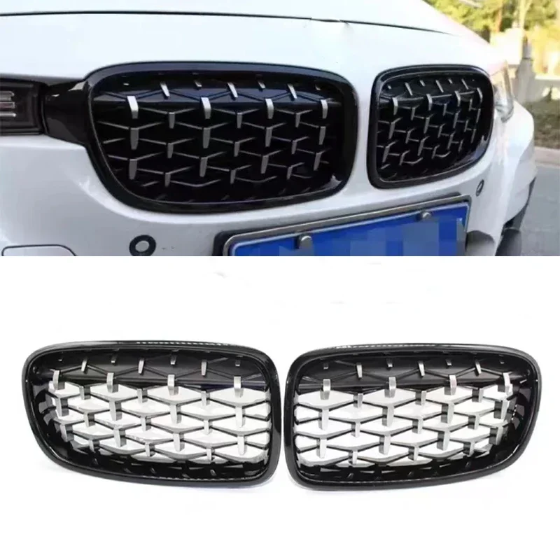 

For BMW 3 Series F30 F35 F31 2012-2019 Chrome Kidney Grilles Meteor Style Front Bumper Star Diamond Style Racing Grills Grillz