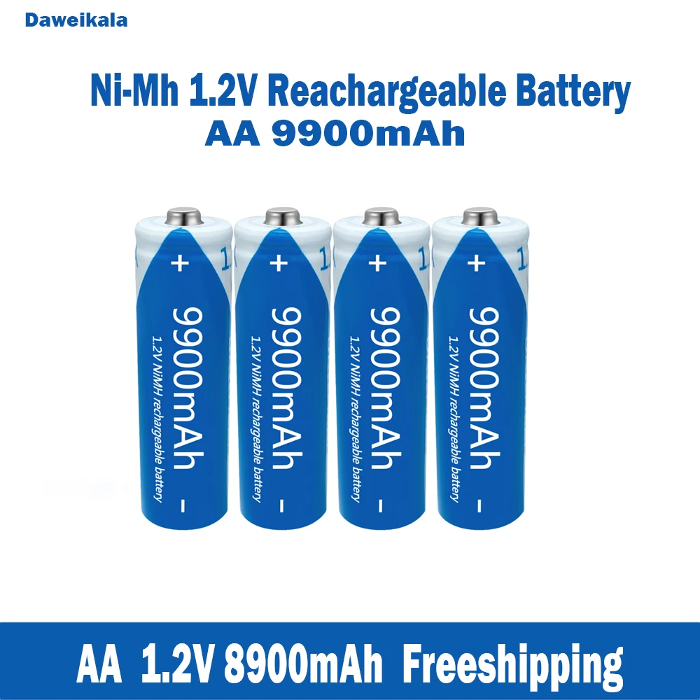 Оптовая продажа перезаряжаемых батарей ni-mh AA1.2V с большой емкостью 9900mAh KTV микрофона и фонарей