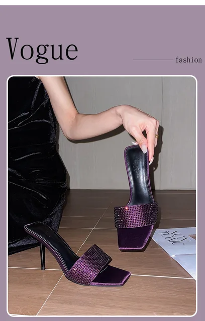 Zapatos de tacón alto con diamantes de imitación para mujer