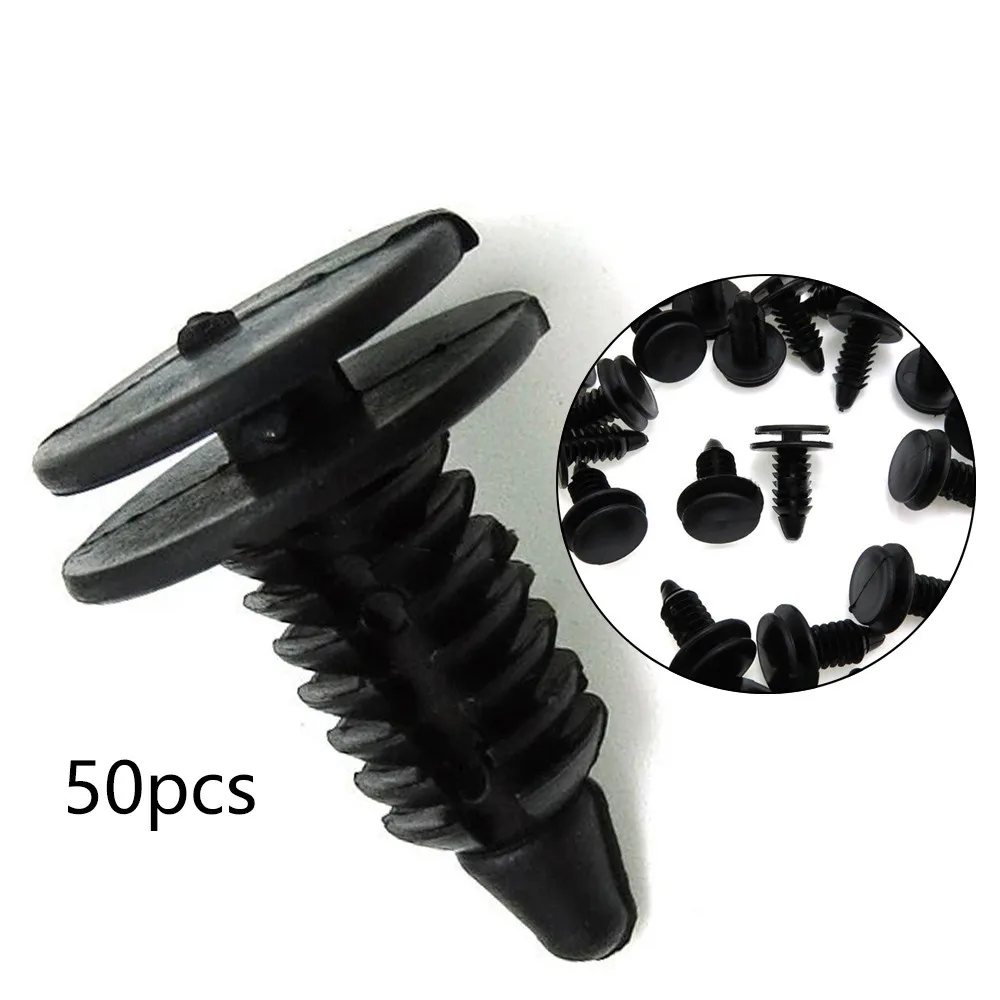 

17124 Clips Retainers 50 Pcs Rivet 6505878-AA Black Car Door Fastener Interior N805155-S Nylon Push Pin Replaces