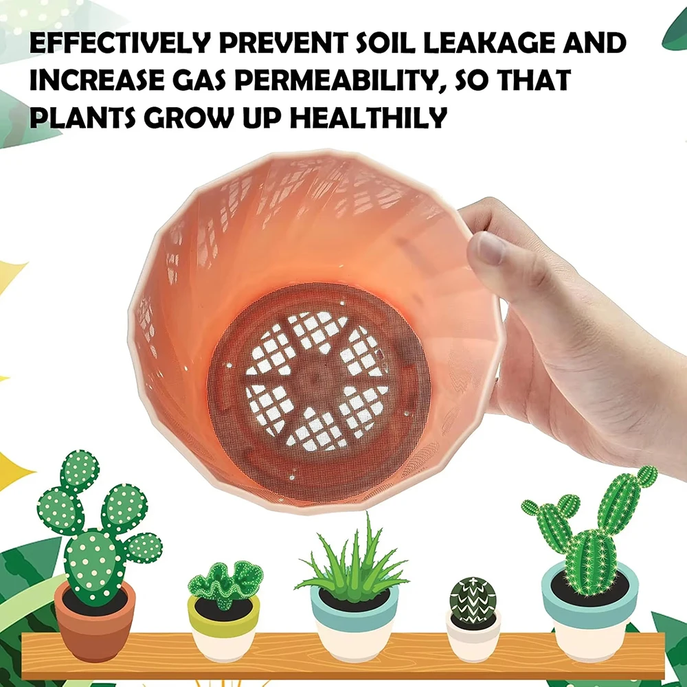 Flowerpot Gasket 50PCS Ceramic Leakproof Soil Large Diameter Breathable Insect-Proof Plastic Circular Mesh Pad