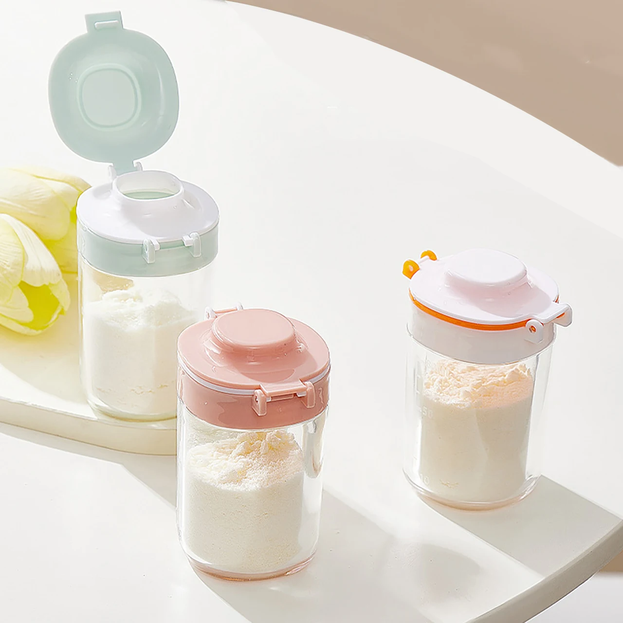 80ml Double Lid Portable Baby Formula Dispenser Travel Milk Formula Storage Bottle Salt Seasoning Containers Feeding Essentials