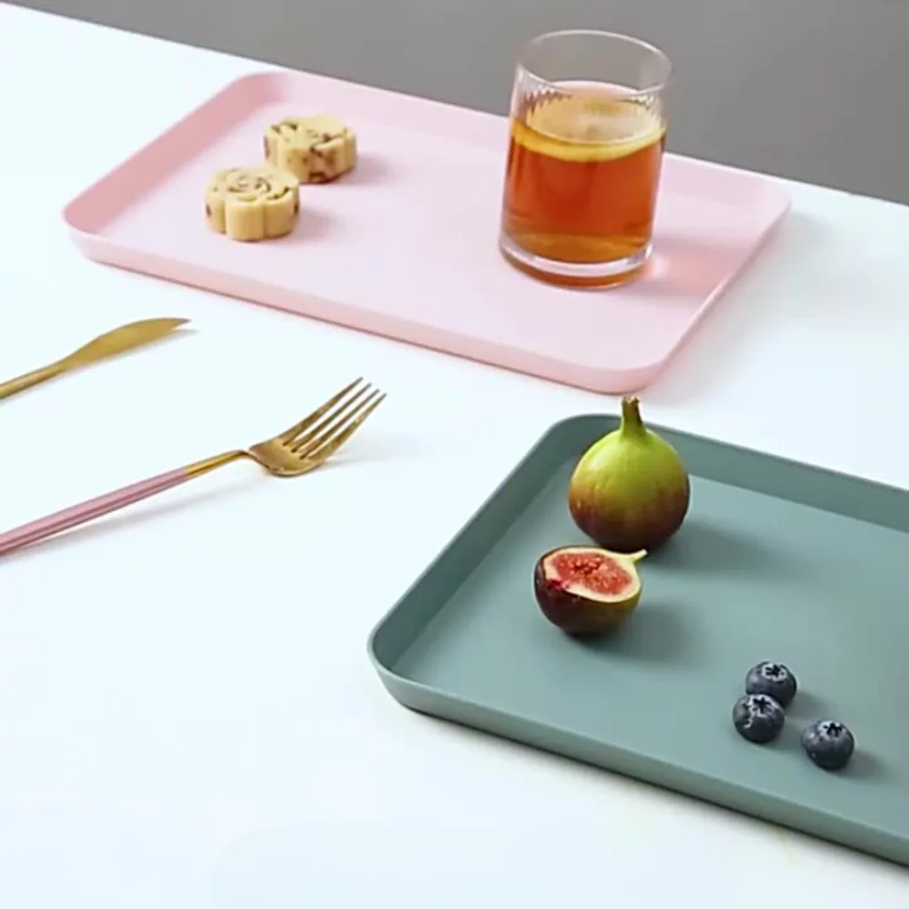 Restaurant Plastic Serving Tray Home Tea Fruit Dessert Tray Anti-Slip Resistant Food Cooking Storage Kitchen Organizer plastic serving tray