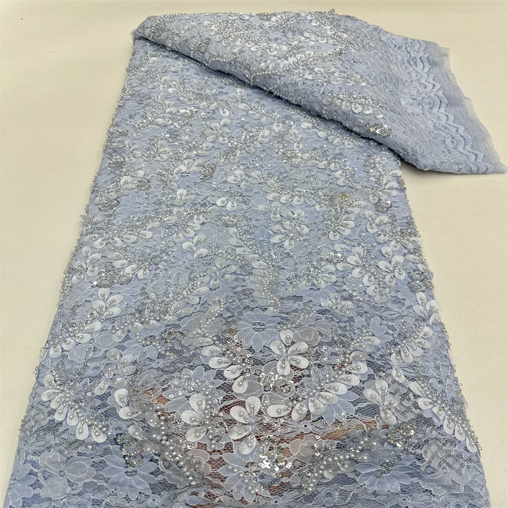 

Новинка 2024, тюль с французскими бусинами, кружевная ткань, Высококачественная африканская сетчатая кружевная ткань с блестками для вечерних платьев rf