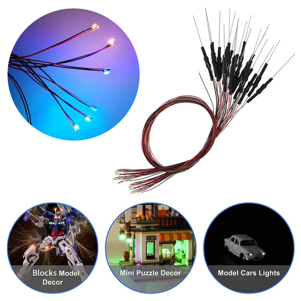 

10Pcs 0402 0603 SMD LED Lamp Wired Micro Litz Led Pre-soldered Chip Wired DIY Mini Railway Building Model Kit Toy Light 12V 30cm