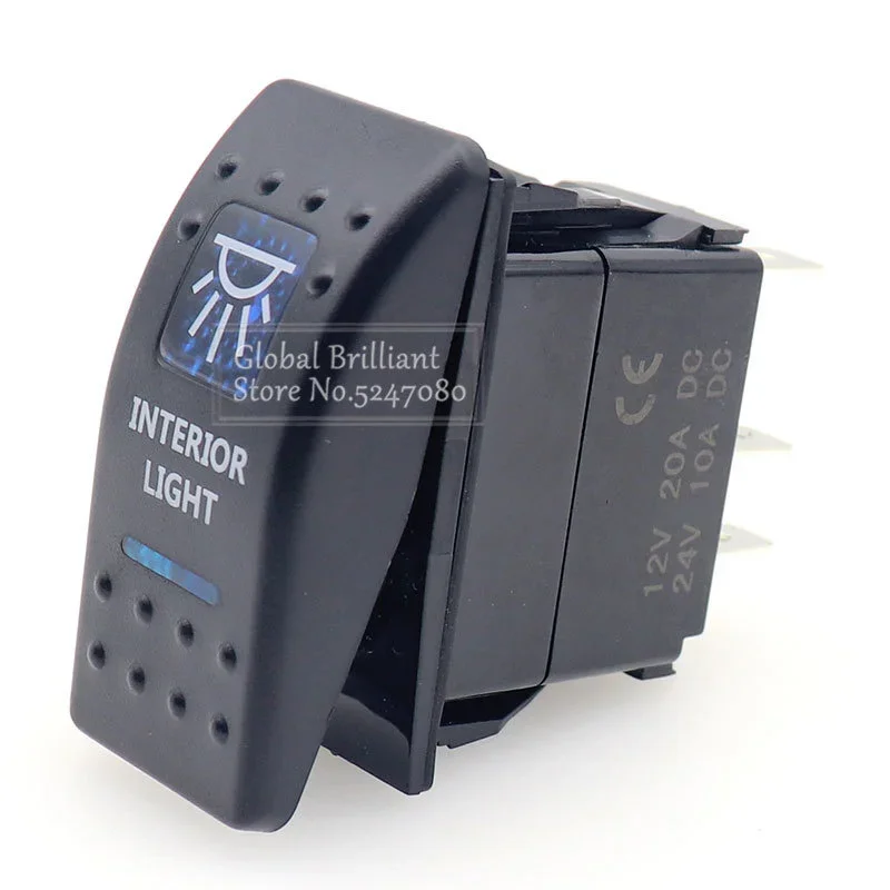 12V LED Inverter Rocking Interruttore Rocker ROUND SPST -OFF Per BARCA Car Nero Blu~p193886514