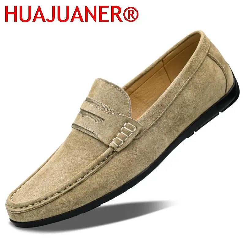 

Genuine Leather Suede Shoes Men High Quality Men's Loafers Casual Soft Moccasins Man Luxury Flats Slip-on Comfy Driving Shoes