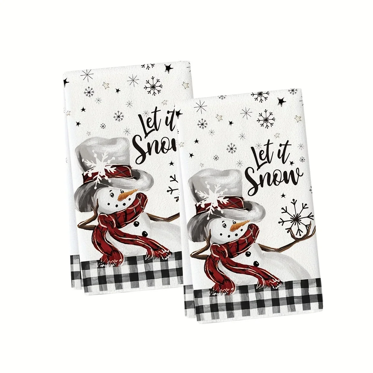 2/4pcs Christmas Hand Towels Black And White Checkered Snowman Kitchen  Towel Dish Towel Xmas Kitchen Decoration Absorbent Towels - AliExpress