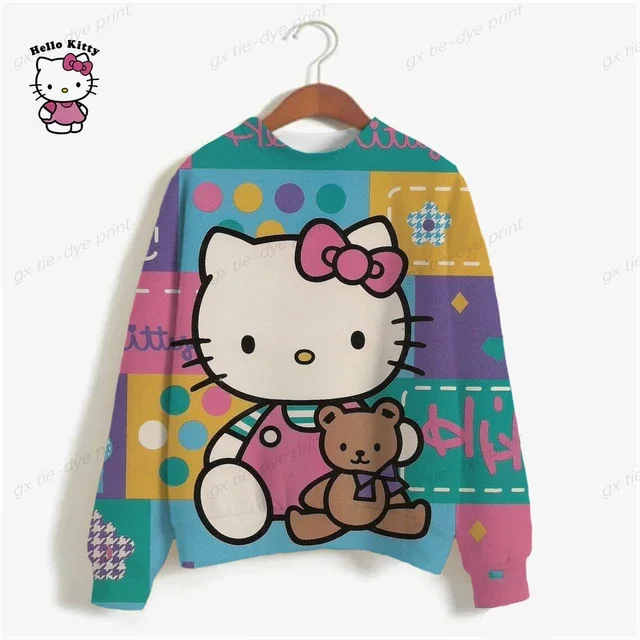 thumbnail image 1 of Sudadera con estampado de gran tamaño para mujer, sudadera holgada de estilo anime de otoño 2024, sudaderas con capucha de alta calidad con estampado de Hello Kitty para niña, 1 of 5