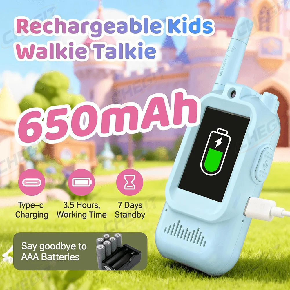 Kids Video Walkie Talkie with 2" HD Screen USB-C Rechargeable One-Click HD Call Intercom For Children Gadgets Technology Gift