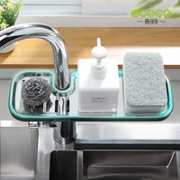 Kitchen Faucet Sponge Holder Sink Adjustable Bathroom Organizer Over Faucet Hanging Faucet Drain Rack for Sink Storage Racks 2