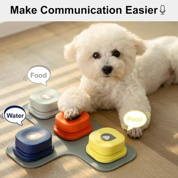 MEWOOFUN Dog Button Record Talking Pet Communication Vocal Training Interactive Toy Bell Ringer With Pad and Sticker Easy To Use 2