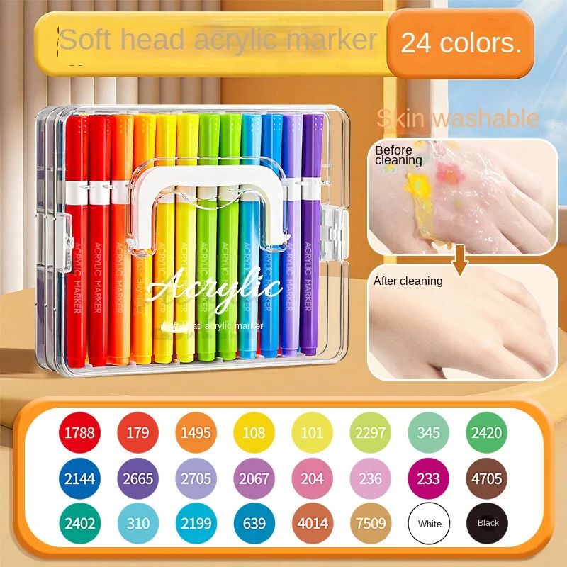 12/24/48/60/84Color Acrylic Brush Markers Set, Liquid Ink Art Acrylic Paint Mark