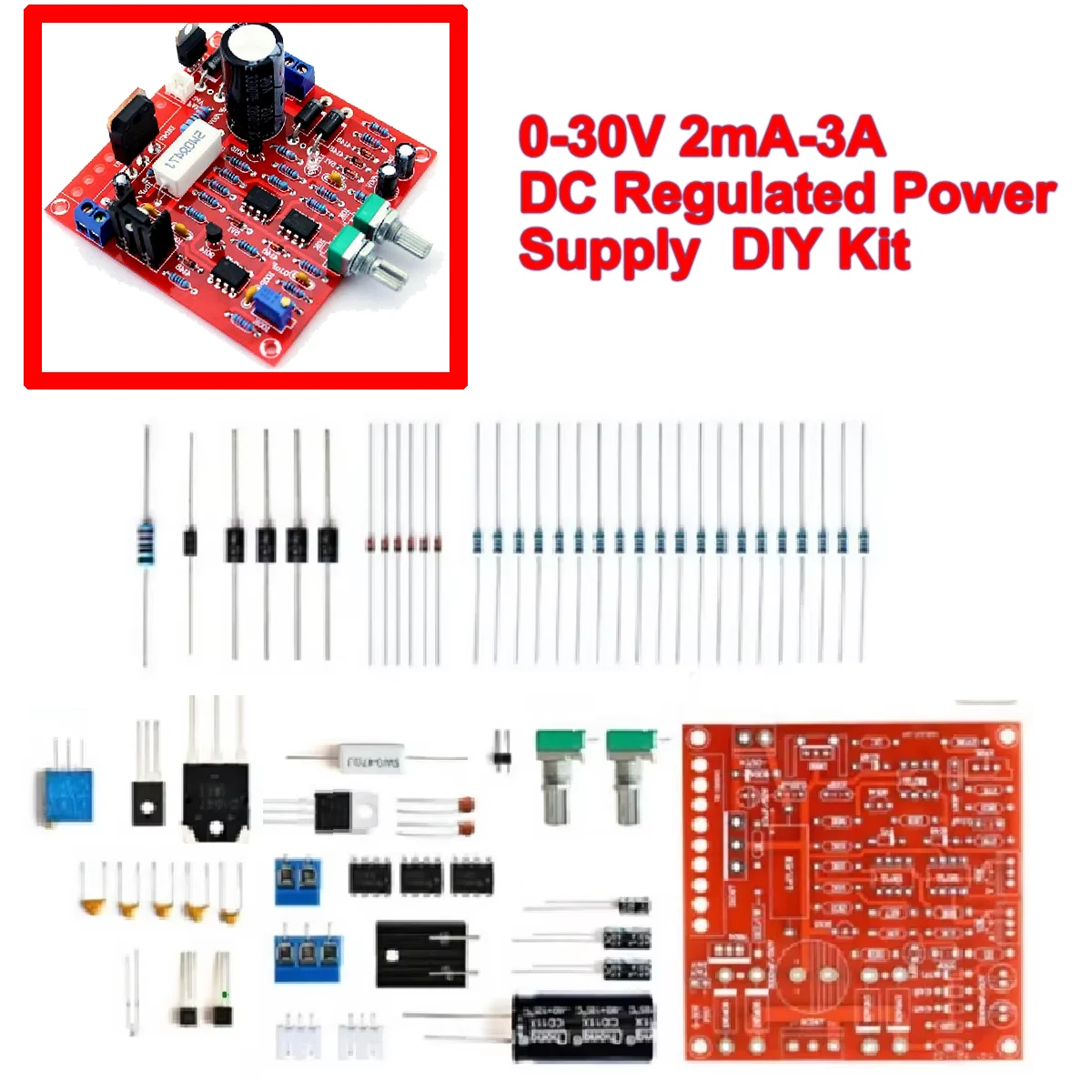 Uikdjgu 3X 0-30V 2MA-3A Einstellbares DC Reguliertes Netzteil DIY Kit Kurz mit Schutz