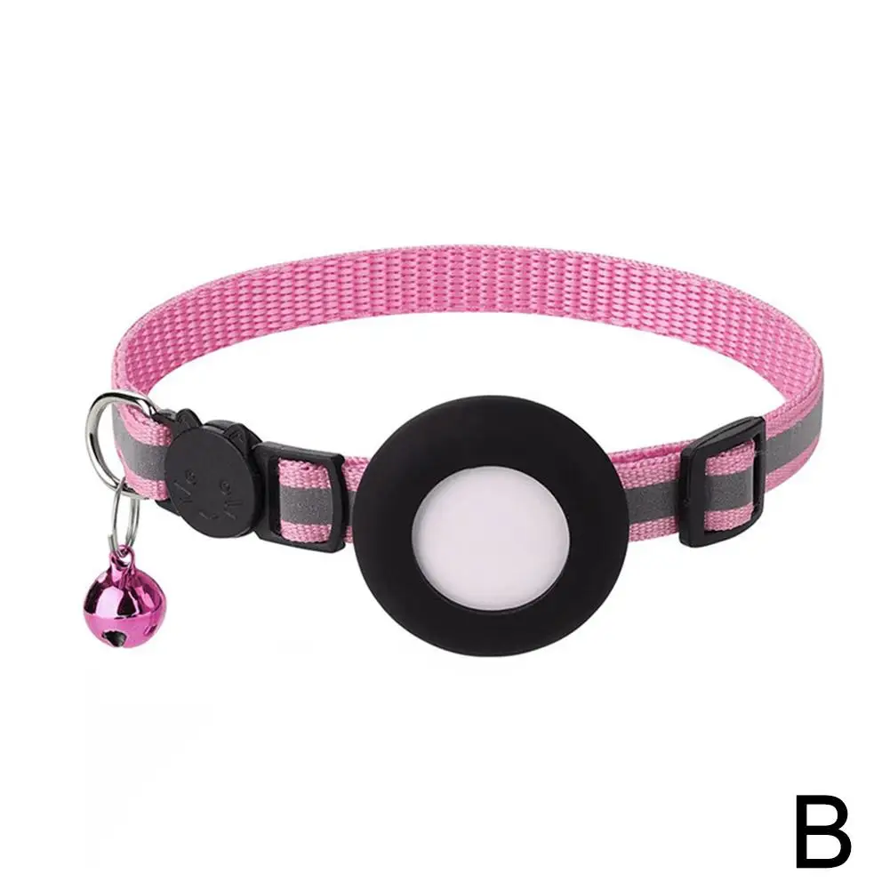 Enhanced Pet GPS Anti-Lost Reflective Cat Collar with Bell and Protective Tracker Holder
