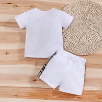 2 pièces IURNXB bébé vêtements ensemble infantile à manches courtes t-shirts + Shorts dessin animé à carreaux ours imprimé mignon enfants hauts pantalons costumes décontractés 3-24M 2