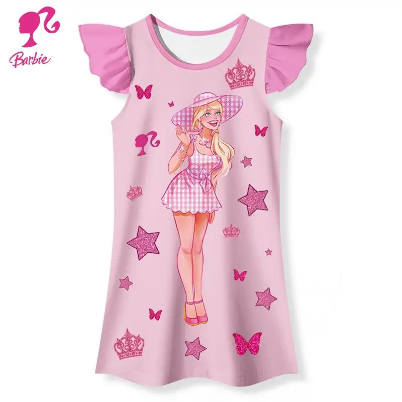 

Kawaii детское мультяшное платье с коротким рукавом серия аниме Барби летнее платье принцессы с коротким рукавом домашние детские подарки для девочек