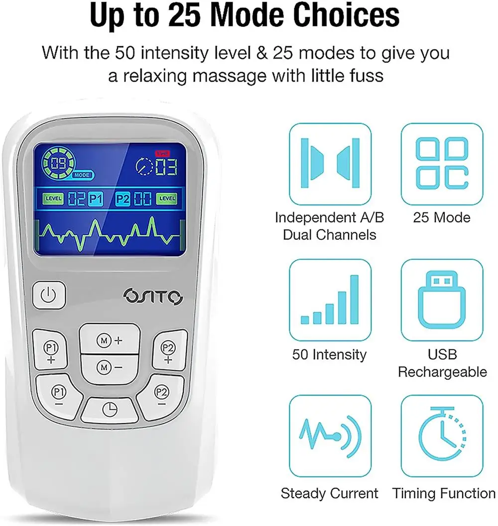 EMS Electroestimulador muscular SC339 portátil. 16 modos. Tamaño compacto,  batería recargable.