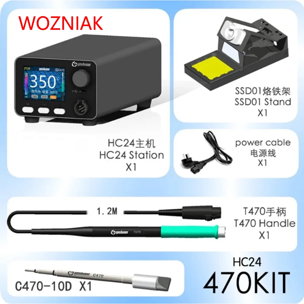 지보온 HC24 400W 헤비듀티 납땜 스테이션 115/210/245/470/T12 납땜 팁 호환 컬러 커브 디스플레이 수리