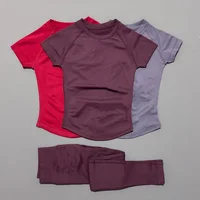 Ensemble 2 pièces pour femme, couleur unie, t-shirt à manches courtes décontracté d'été, pantalon long taille haute, tenue de sport douce et respirante pour tous les jours 4