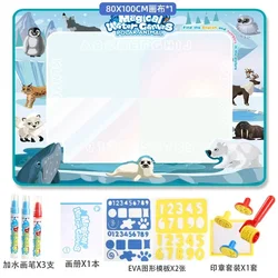 Large Magic Water Drawing Mat with Reusable Pens - Montessori Educational Painting Board (Arctic Roller Set)