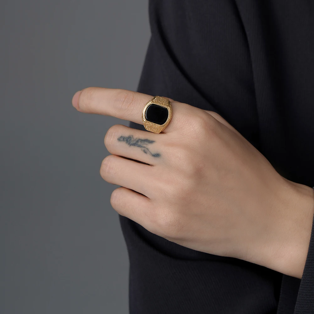 Elysium ARES | Men's Black Diamond & 24k Gold Inlay Ring