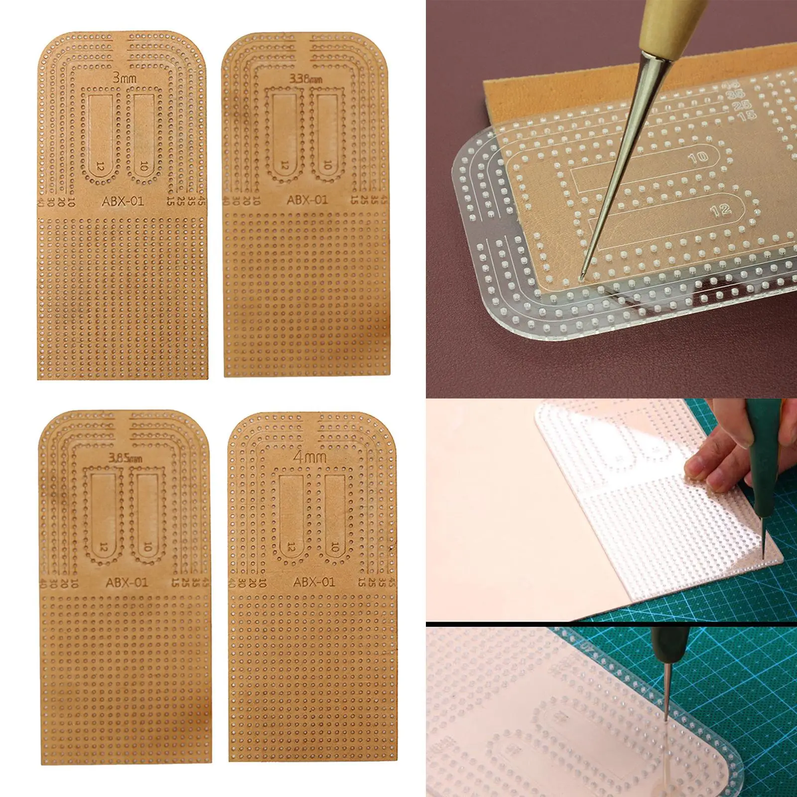 1PC Leather Craft Punching Ruler Clear Acrylic 175x85mm Stencil Template Slide Rule