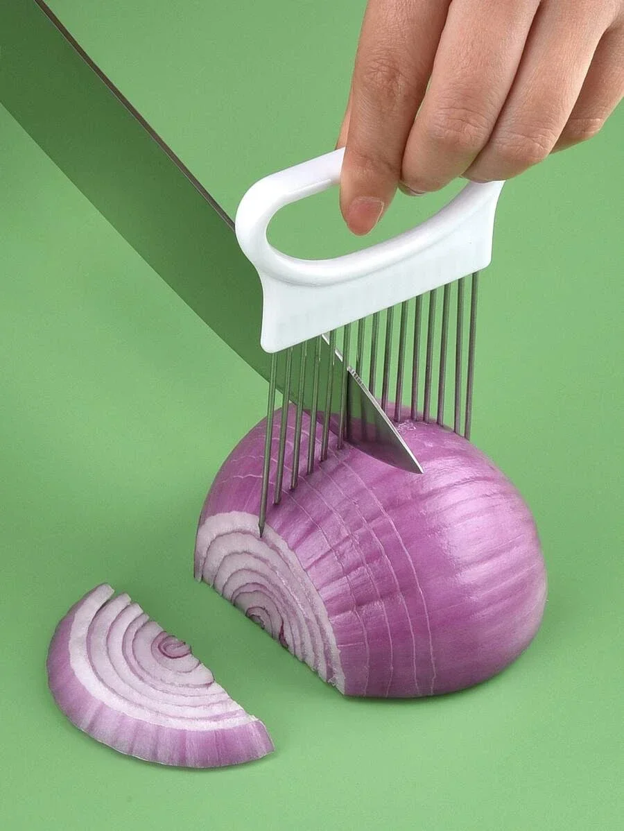 Colorful Onion Slicer Stainless Steel Potato Chip Onion Holder Kitchen Gadgets and Accessories Effortlessly Slice Onions