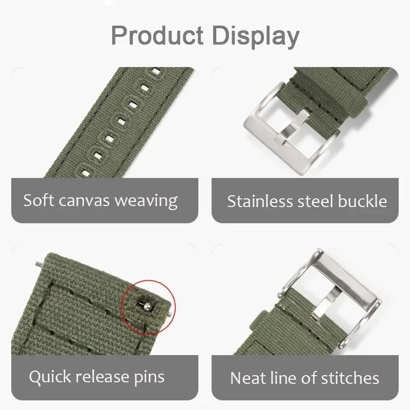 Braided Canvas Quick Release Watch Band Strap