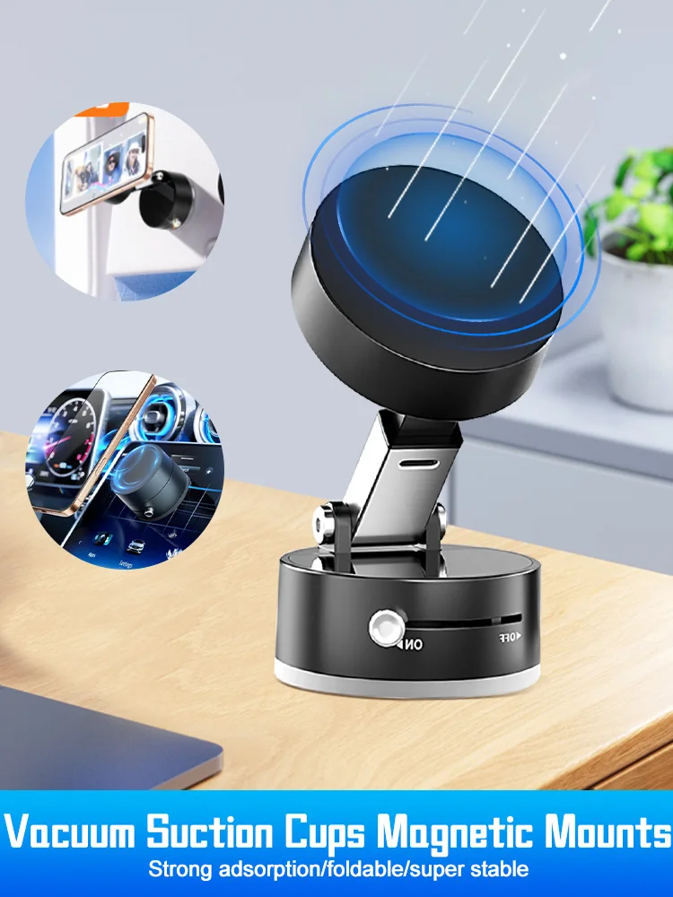 Mini Vacuum Magnetic Suction Cup Holder Car Glass Vacuum Double Sided Magnetic Holder For Iphone Android Smartphone
