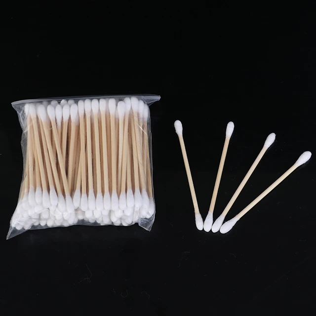 Coton-tiges jetables à Double tête, 100 pièces/sac, 7.2cm, bâtonnets en  bois doux pour maquillage, nettoyage du nez et des oreilles - AliExpress