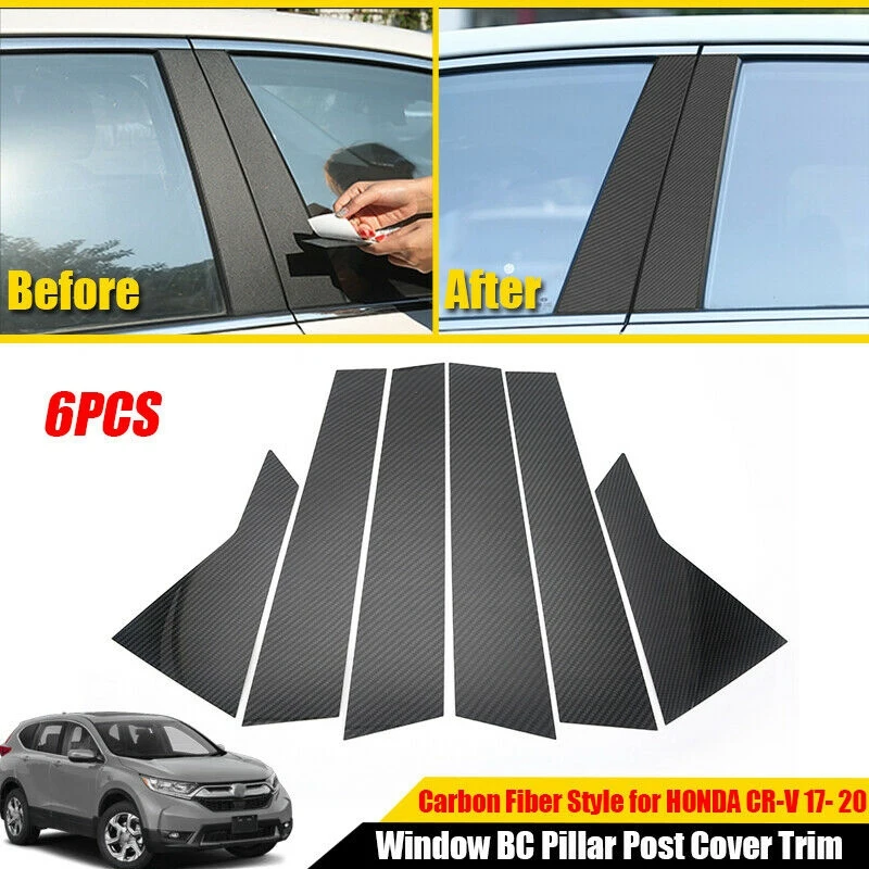 

NEW-Exterior Side Door Window BC Pillar Posts Overlay Pre-Cut Trim Cover Stickers for Honda CR-V CRV 2017-2020 Carbon Fiber