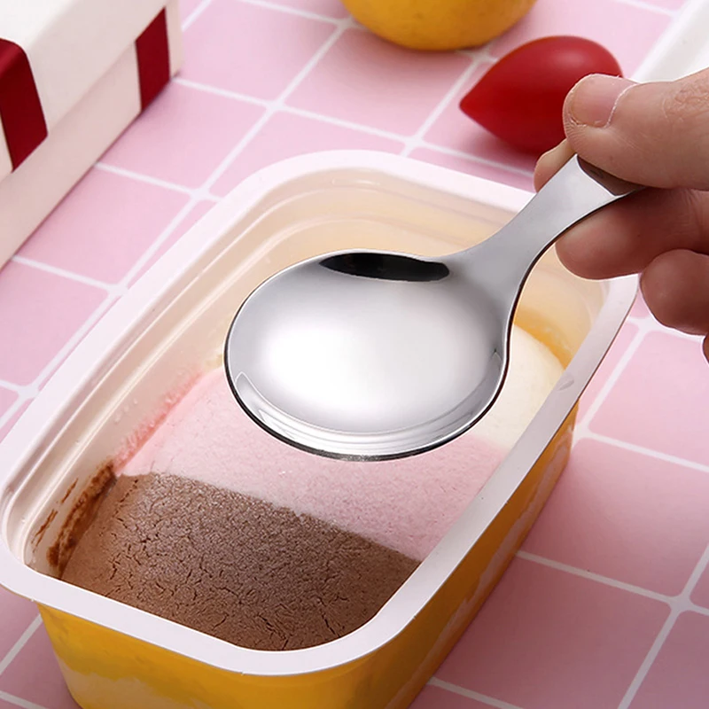 Stainless Steel Spoon Short Handle Gold Ice Cream Tea Coffee Spoon Kids Kitchen Condiment Spice Scoop tea spoons