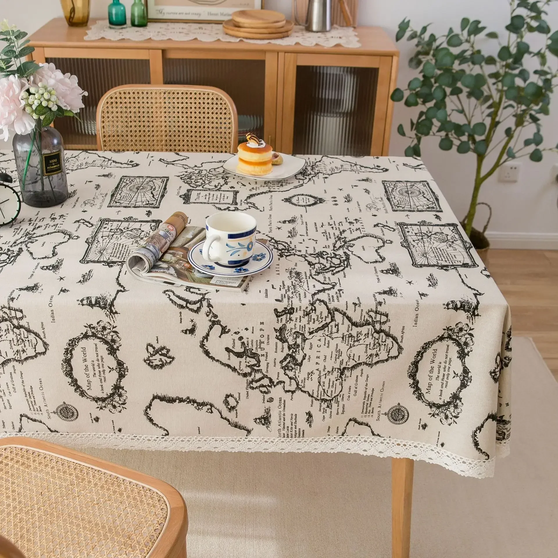 mamabao Blue daisy print small fresh countryside tablecloth home cover towel 3
